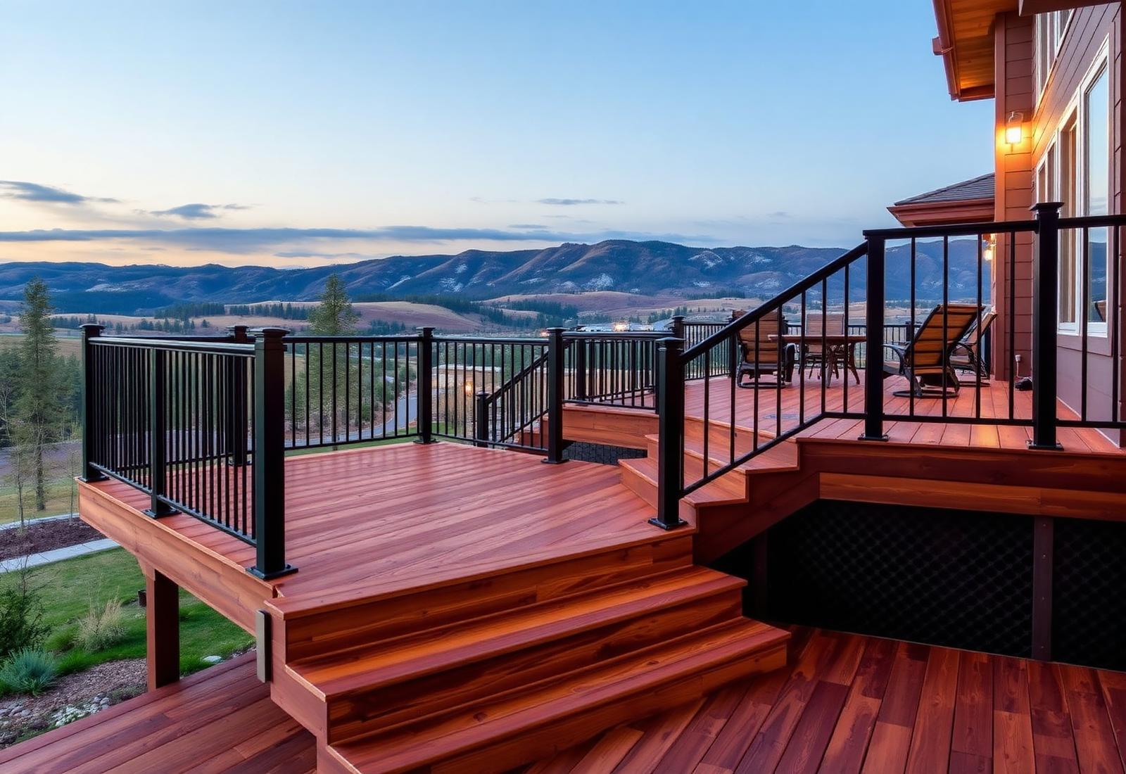 Finished custom deck with mountain view